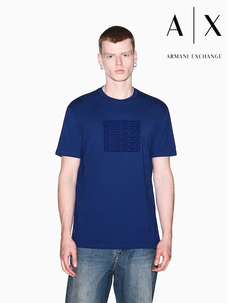 Blue - Regular Armani Exchange Regular-fit Logo T-shirt