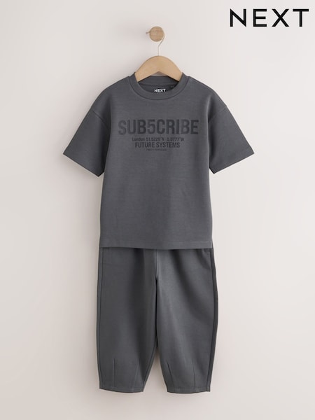Charcoal Grey - Relaxed Fit Heavyweight T-shirt And Joggers Set (3-16yrs)