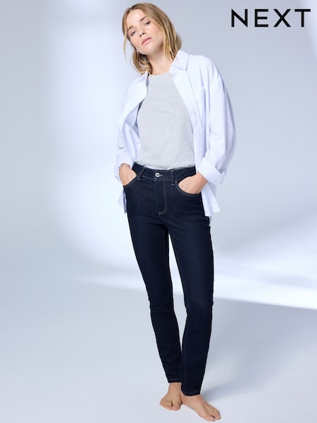 Indigo Blå - Mid Rise Super Soft Stretch Skinny Jeans