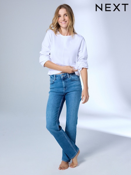 Mid Blå - Mid Rise Super Soft Stretch Slim Jeans