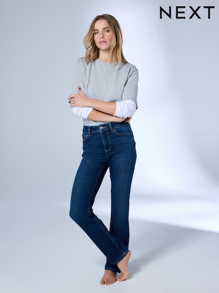 Dark Blue - Mid Rise Super Soft Stretch Slim Jeans