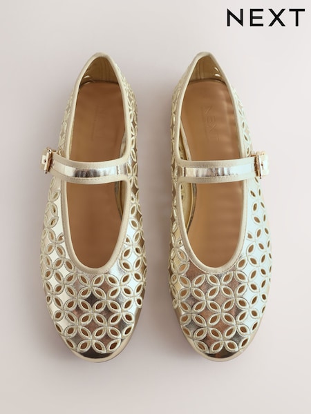 Gold - Forever Comfort® Broderie Mary Janes Shoes