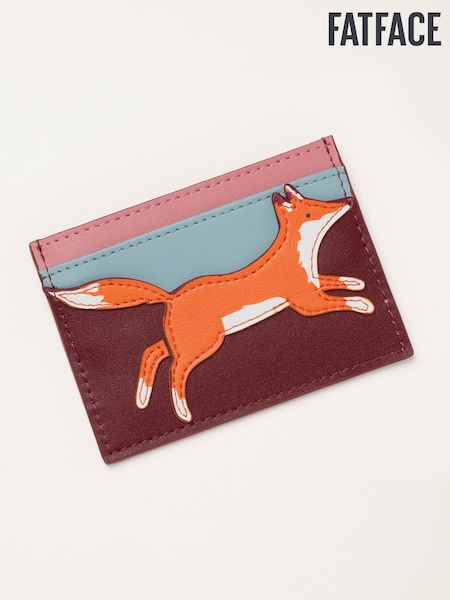 Burgundy Red - Fatface Applique Fox Card Holder