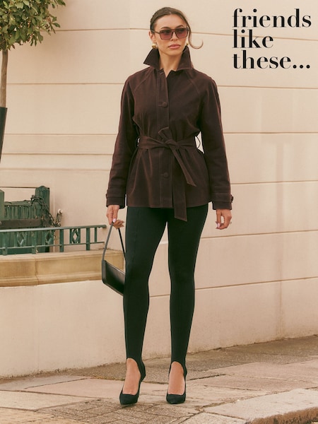 Marron chocolat - Friends Like These Faux Suede Belted Jacket