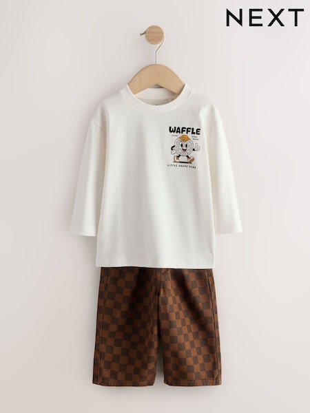 Tan/Ecru - Long Sleeve Top And Trousers Set (3mths-7yrs)