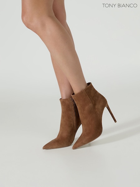 Brown - Tony Bianco Suede Amar Stiletto Ankle Boots