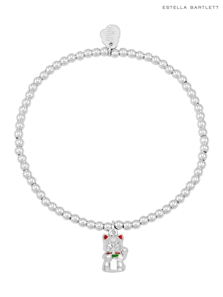 Silver Tone - Estella Bartlett Silver Lucky Cat Sienna Bracelet