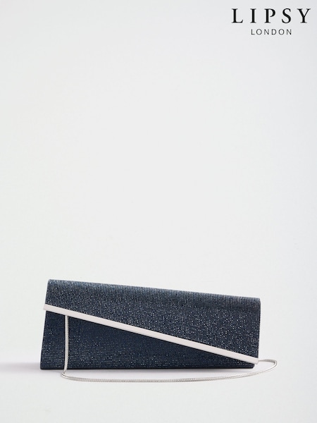 Navy - Lipsy Asymmetrical Glitter Clutch