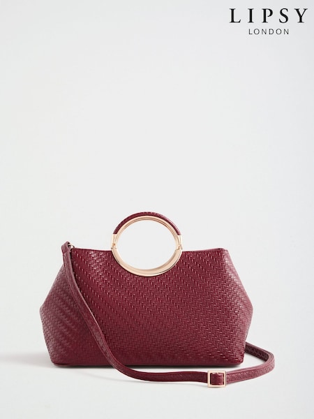 Burgundy Red Weave - Lipsy Top Handle Tote Bag