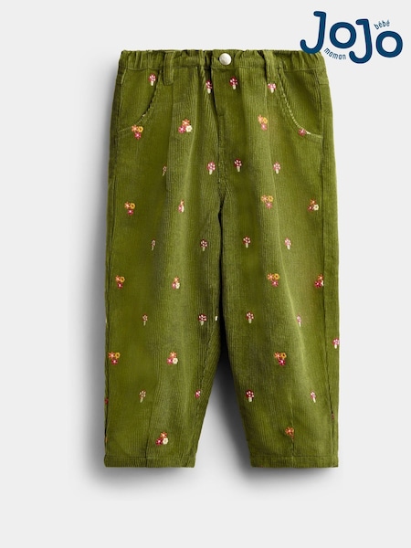 Khaki Green Toadstool - Jojo Maman Bébé Embroidered Cord Trousers