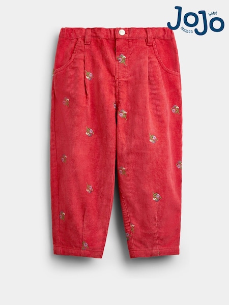 Rust Orange Woodland - Jojo Maman Bébé Embroidered Cord Trousers