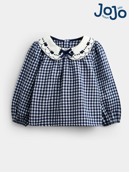 Navy Blue Gingham - Jojo Maman Bébé Collared Blouse