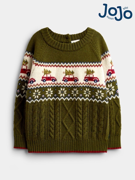 Green Christmas Car - Jojo Maman Bébé Fairisle Jumper