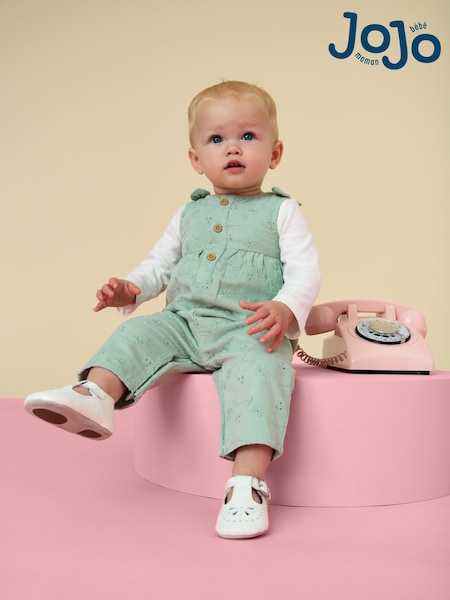 أخضر مريمي مطرز - Jojo Maman Bébé Dungaree & Body Set