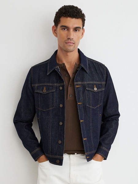 Índigo oscuro - Regular Reiss Acre Denim Trucker Jacket