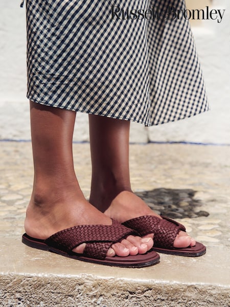 Burgundy - Russell & Bromley Tay Woven Sandals