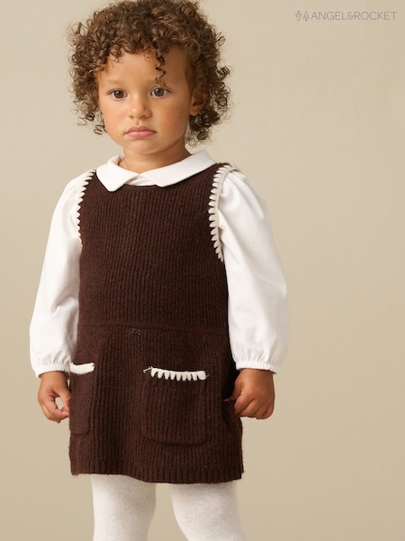 Vermelho - Angel & Rocket Evie Knitted Pinny And Top Dress Set
