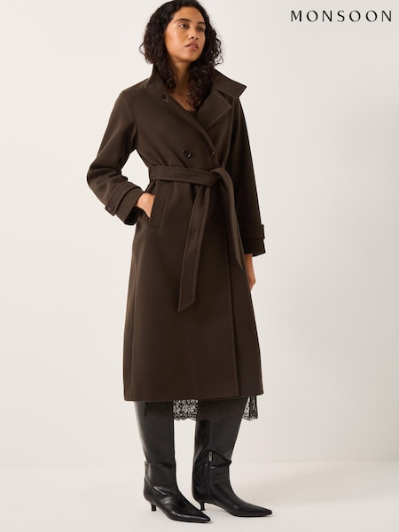 Monsoon Brown Tia Funnel Trench Coat (Y95342) | AED1,066