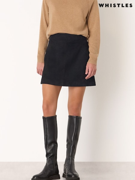 Whistles Black Suede A Line Skirt (Y95386) | €255