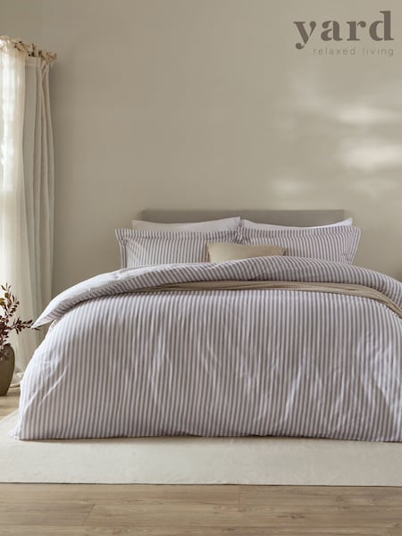 Yard Mauve Hebden Striped 100% Cotton Duvet Cover and Pillowcase Set (Y95462) | SGD 50 - SGD 97