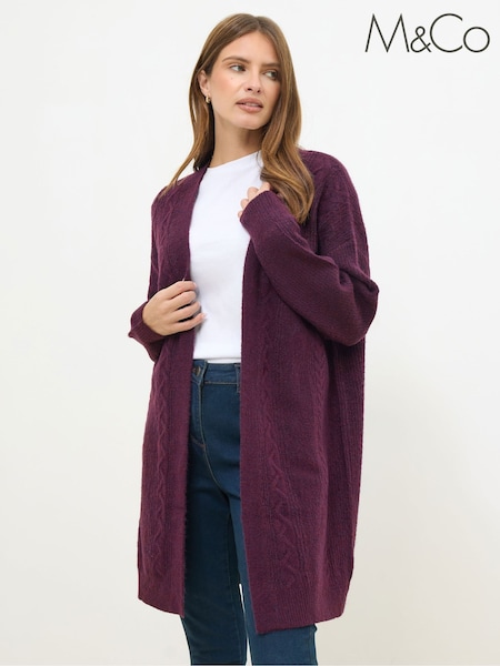 M&Co Purple Cable Edge To Edge Cardigan (Y95569) | €55