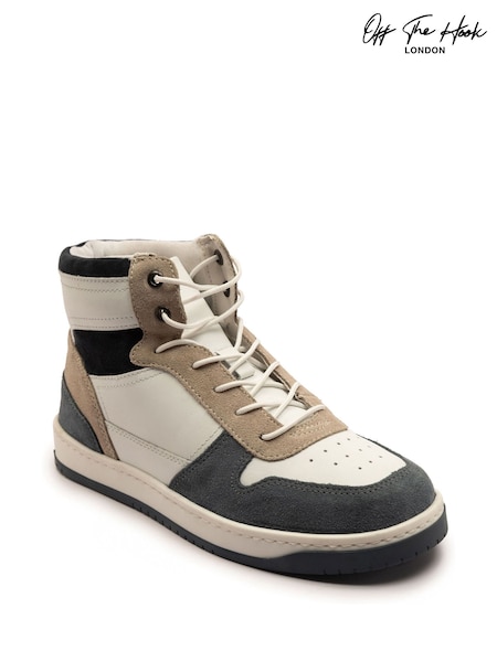 Off The Hook White Copper Leather Hi-Top Lace Up Trainer Sneakers (Y95633) | €51