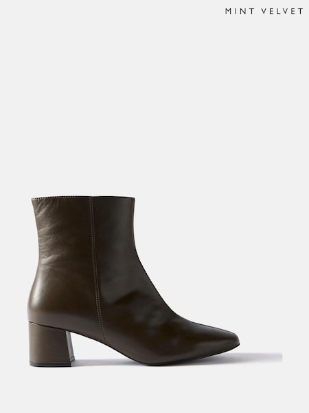 Mint Velvet Green Flo Leather Ankle Boots (Y95722) | €191