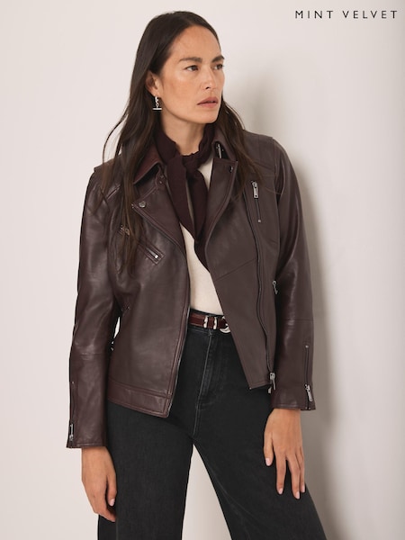 Mint Velvet Leather Biker Jacket (Y95728) | ‏1٬554 ر.ق.