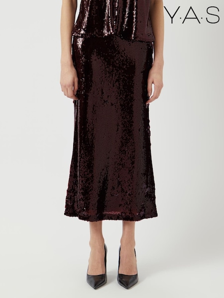 Y.A.S Red Sequin Maxi Skirt (Y95789) | €106