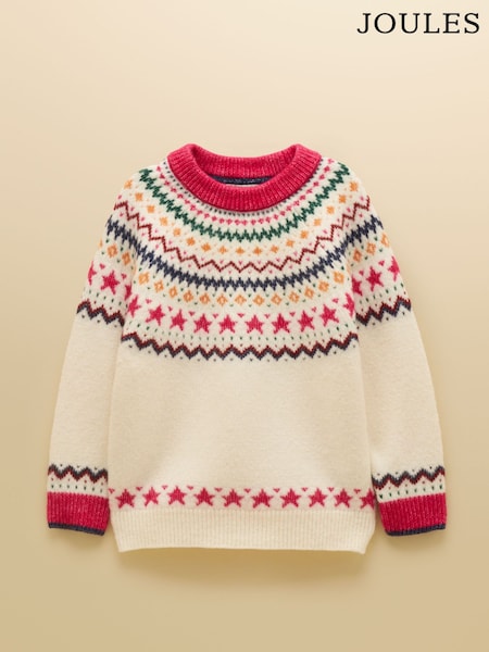Cream - Joules Girls' Stardust Fair Isle Jumper