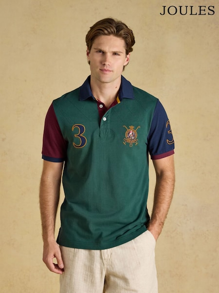 Green Embellished - Regular Joules Woody Cotton Pique Polo Shirt