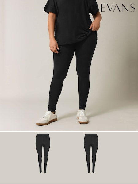 Evans 2 Pack Stretch Black Leggings (Y95881) | €59