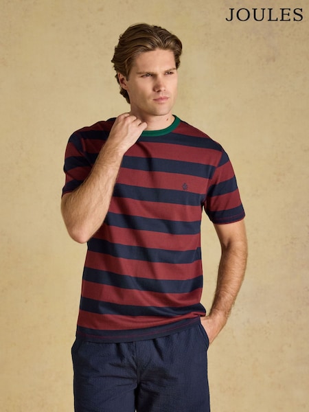Navy & Red Striped Crew Neck - Regular Joules Rugby Club Crew Neck Cotton T-shirt