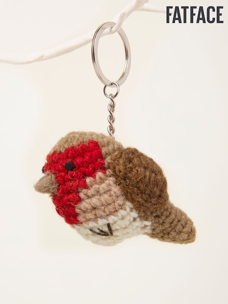 FatFace Brown Crochet Robin Keyring (Y95941) | 42 QAR