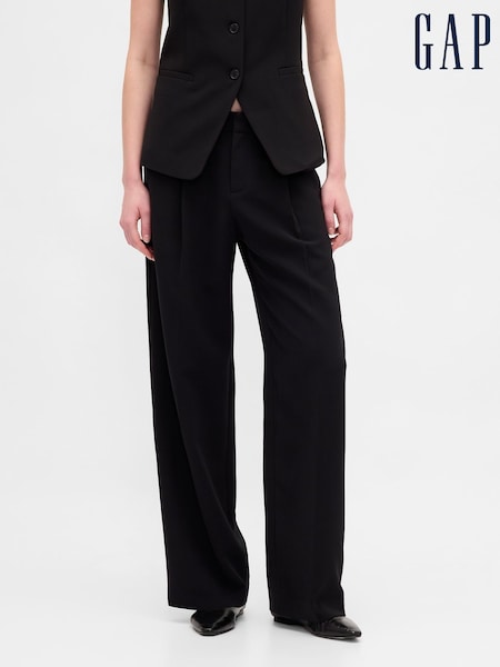 Gap Black 365 Low Waisted Pleated Wide Leg Trousers (Y95955) | €82