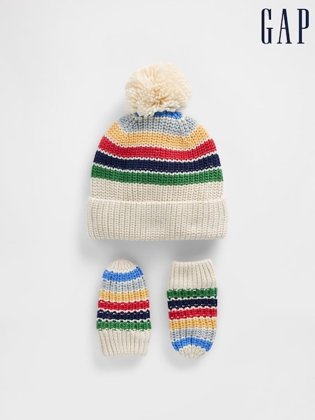 Gap Black Pom Beanie and Mittens Set (Y95957) | €37