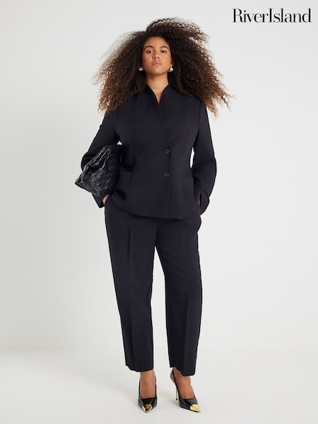 River Island Black Tux Straight Trousers (Y96111) | €53