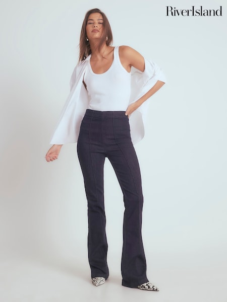 River Island Blue High Rise Pull On Bootcut Jeans (Y96186) | AED297