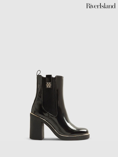 River Island Black Heeled Chelsea Boots (Y96202) | €62