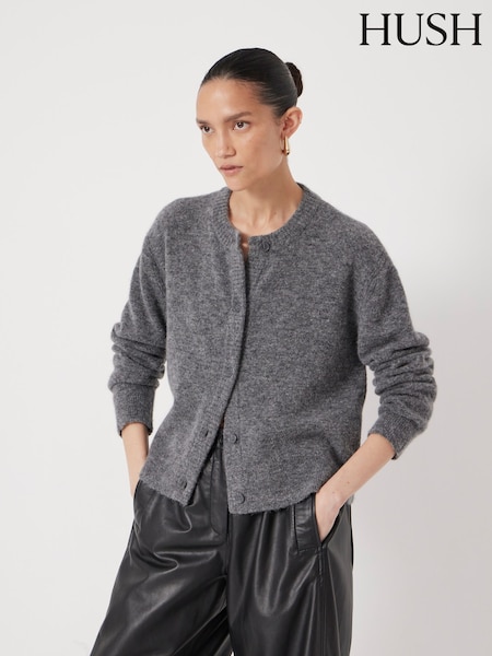 Hush Grey Crew Neck Boxy Cardigan (Y96387) | € 172