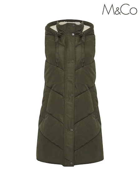 M&Co Green Borg Lined Hooded Gilet (Y96502) | €91