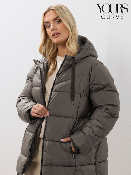Yours Curve Brown Short Sporty Padded Coat (Y96520) | €89
