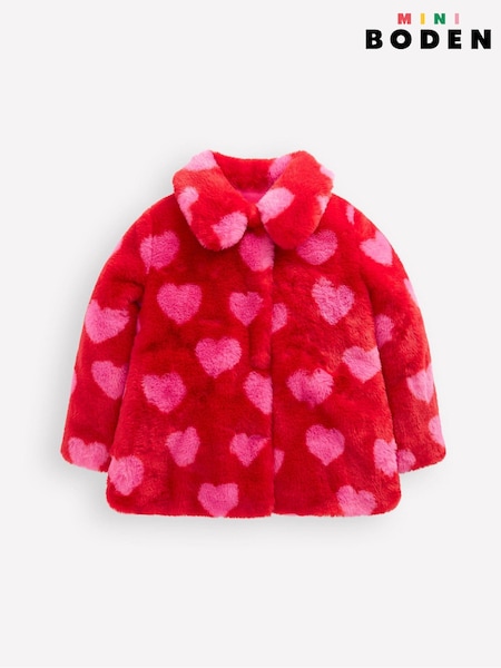 Boden Red Heart Faux Fur Collared Coat (Y96673) | AED379 - AED402