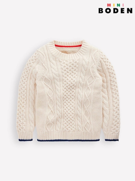 Boden Cream Heritage Cable Jumper (Y96676) | AED215 - AED245