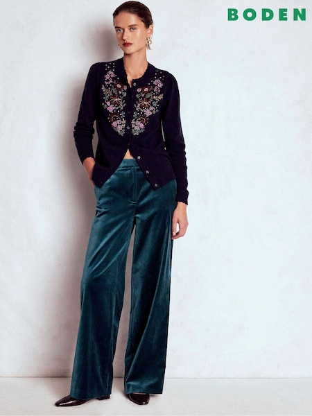 Boden Blue Belgravia Velvet Trousers (Y96719) | AED868