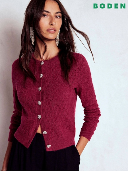Boden Red Jewel Button Cardigan (Y96742) | AED693