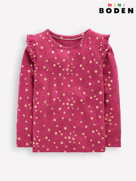 أحمر - Boden Frill Sleeve Pointelle Top (Y96747) | ‏99 د.إ.‏ - ‏ 111‏ د.إ.