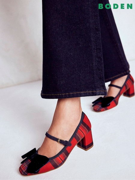 Boden Red Embellished Bow Block Heels (Y96748) | €178