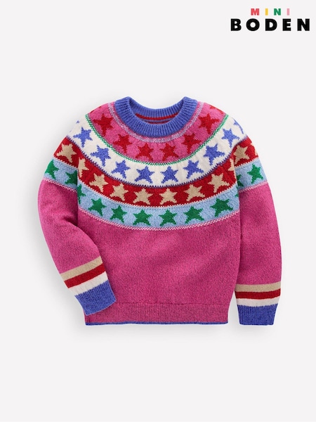 Boden Pink Eleanor Star Fair Isle Jumper (Y96750) | AED215 - AED245