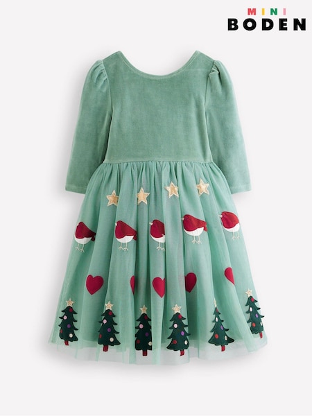Boden Christmas Velour Tulle Appliqué Dress (Y96752) | 73 € - 82 €
